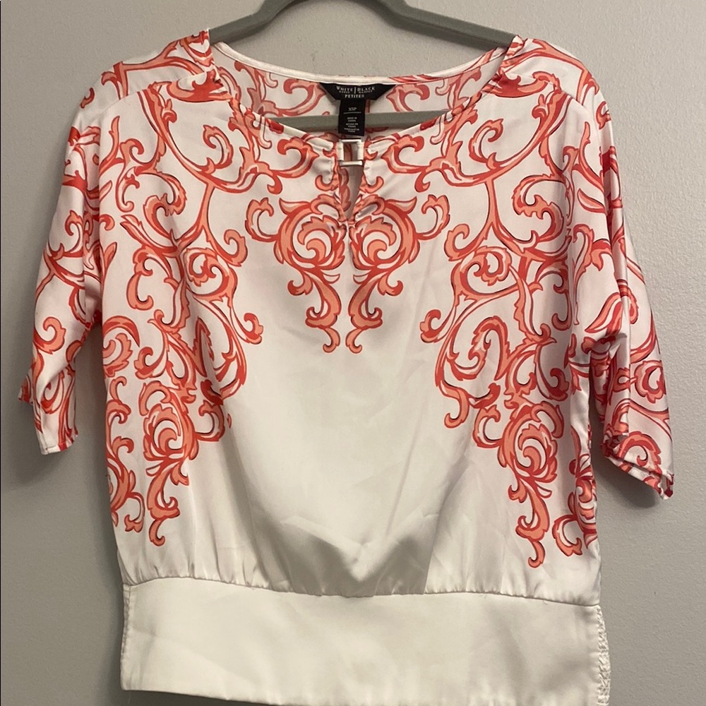 White House Black Market Pink Embellished Boxy Blouse